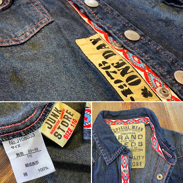 JUNK STORE(ジャンクストアー)の新品未使用 JUNK STORE ジャンクストア デニムシャツ 110 キッズ/ベビー/マタニティのキッズ服男の子用(90cm~)(Tシャツ/カットソー)の商品写真