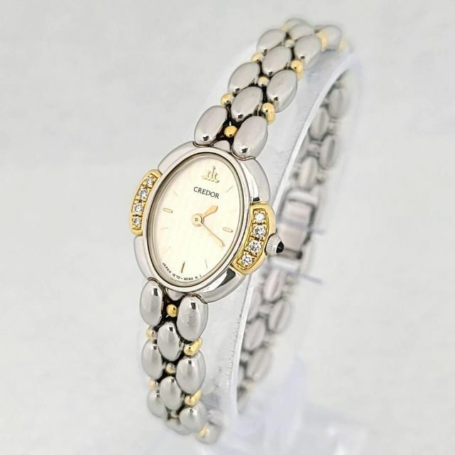 独特な ☆美品稼働品 SEIKO クレドール 18K×SS ダイヤベゼル シルバー