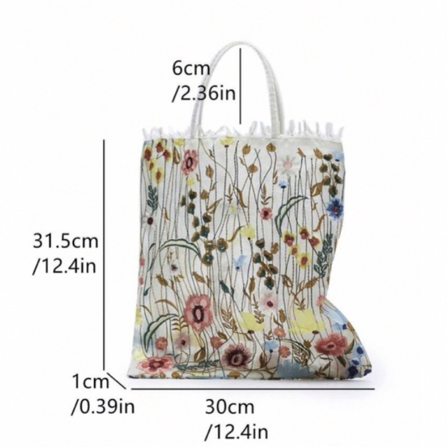 ZARA(ザラ)のオーガンジー 刺繍バッグ トートバッグ 花柄 刺繍 バッグ ショルダーバッグ レディースのバッグ(ハンドバッグ)の商品写真