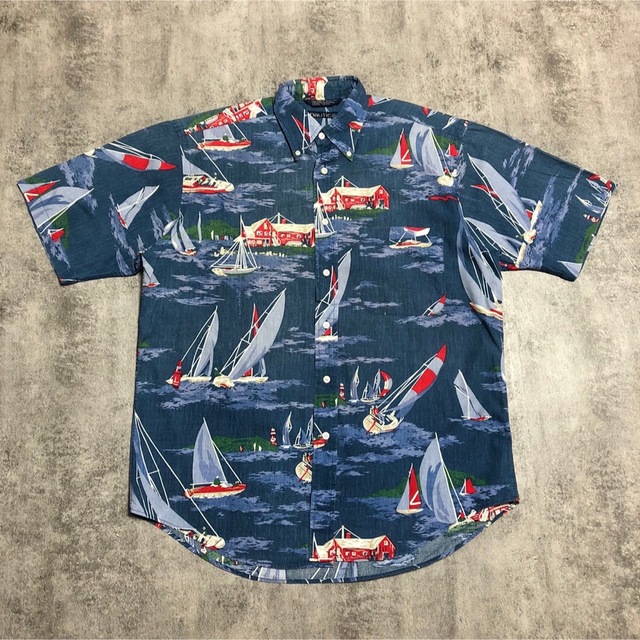 NAUTICA(ノーティカ)のノーティカ☆マカオ製セーリングヨット柄半袖総柄シャツ 90s メンズのトップス(シャツ)の商品写真