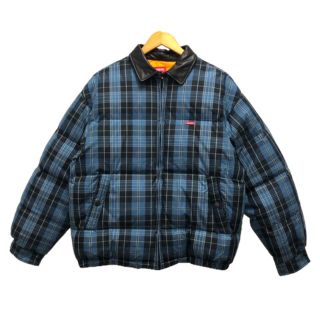 シュプリーム(Supreme)のシュプリーム 19FW ダウンジャケット フェザー混 チェック柄 長袖 M 青(ダウンジャケット)