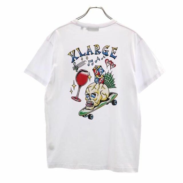 エクストララージ バックロゴプリント 半袖 Tシャツ S ホワイト系 XLARGE 胸ポケット メンズ   【230607】 メール便可