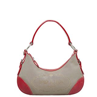 PRADA】ショルダーバッグ ワンショルダー ロゴ型押し レザー 黄緑色