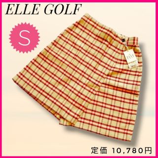 エル(ELLE)の新品✨ELLE GOLF エルゴルフ ショートパンツ ベージュ チェック柄 S(ウエア)