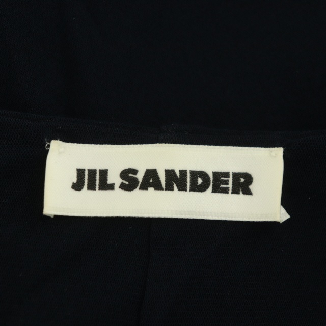 Jil Sander(ジルサンダー)のジルサンダー メッシュデザインフレアワンピース 五分袖 ロング 34 紺 レディースのワンピース(ロングワンピース/マキシワンピース)の商品写真