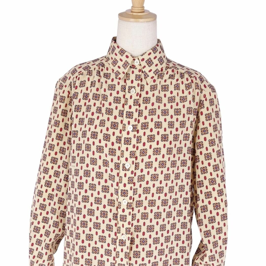 極美品 Vintage セリーヌ CELINE シャツ ブラウス ロングスリーブ 総柄 シルク100% トップス レディース 40(M相当) ベージュ 極美品 Vintage セリーヌ CELINE シャツ ブラウス ロングスリーブ 総柄 シルク100% トップス レディース 40(M相当) ベージュ