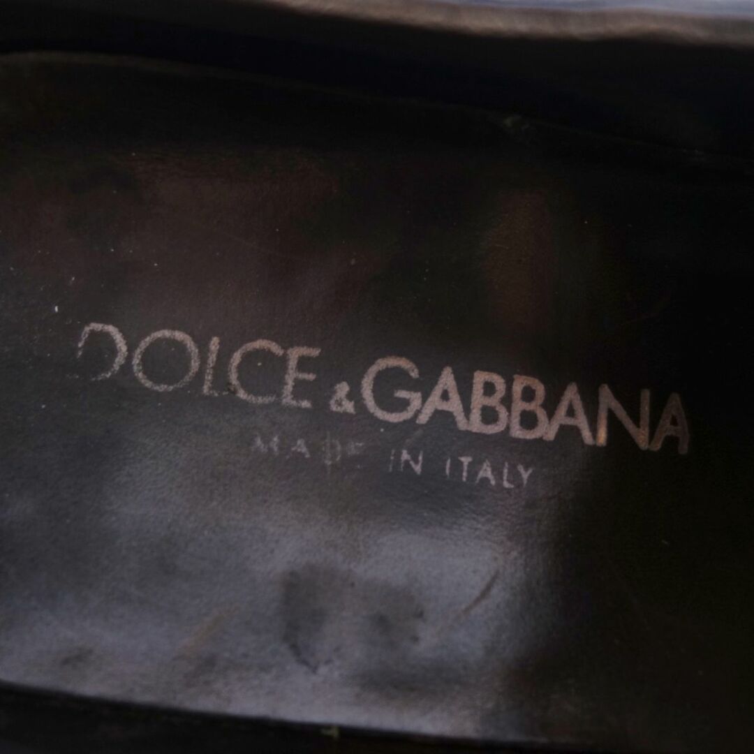 美品 ドルチェ&ガッバーナ DOLCE&GABBANA レザーシューズ ダービーシューズ マットクロコ ワニ革 革靴 メンズ 9(28cm相当) ネイビー