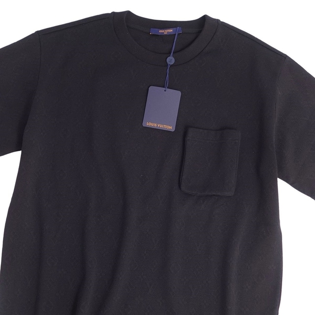 未使用 ルイヴィトン LOUIS VUITTON Tシャツ カットソー 半袖 2022年製 シグネチャー3DポケットモノグラムTシャツ コットン トップス メンズ XL ブラック