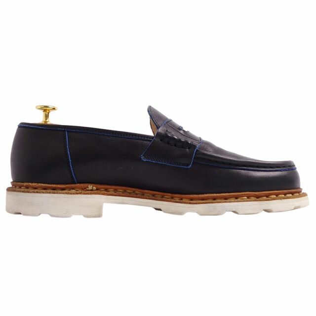 美品 パラブーツ PARABOOT BLUE WORK ローファー モカシン コインローファー REIMS ランス カーフレザー 39112 シューズ メンズ 8F(26.5cm相当) ネイビー