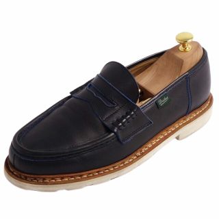 パラブーツ(Paraboot)の美品 パラブーツ PARABOOT BLUE WORK ローファー モカシン コインローファー REIMS ランス カーフレザー 39112 シューズ メンズ 8F(26.5cm相当) ネイビー(ドレス/ビジネス)