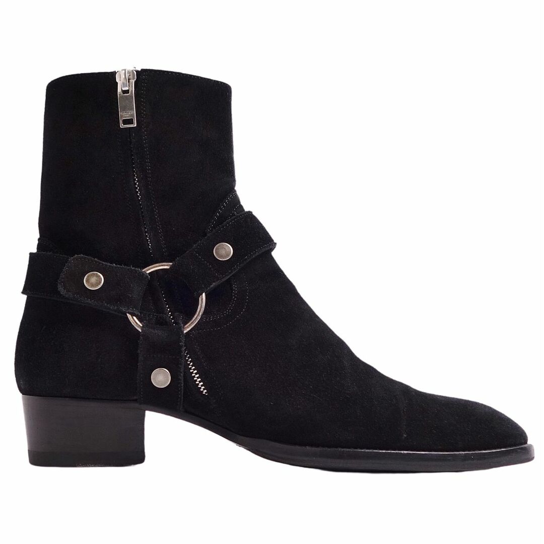 Saint Laurent(サンローラン)の美品 サンローラン パリ SAINT LAURENT PARIS ブーツ ショートブーツ WYATT HARNESS BOOTS ワイアットハーネスブーツ スウェードレザー シューズ メンズ 40(25cm相当) ブラック メンズの靴/シューズ(ブーツ)の商品写真