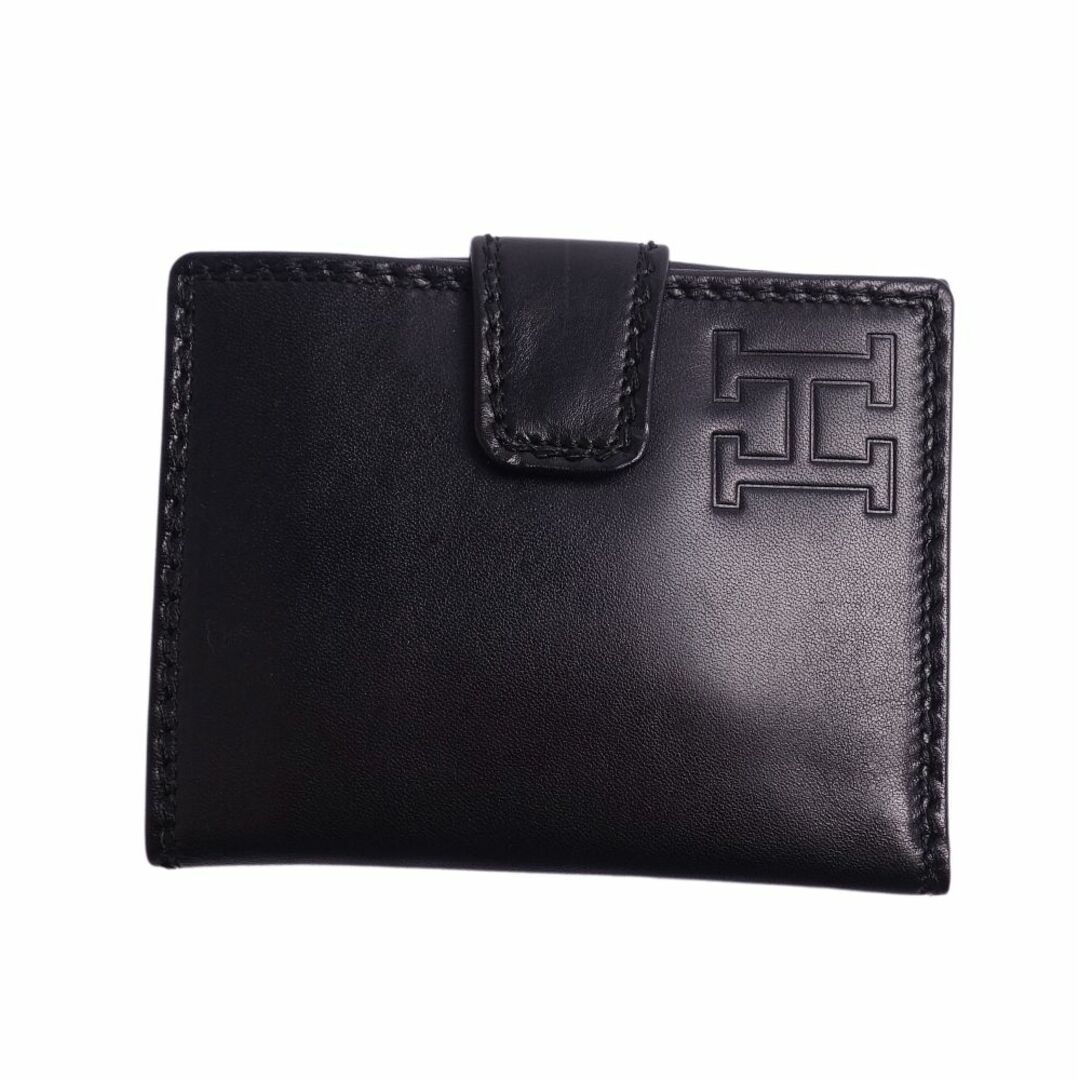美品 ヒロフ HIROFU 財布 コンパクトウォレット Hロゴ カーフレザー レディース イタリア製 ブラックなし