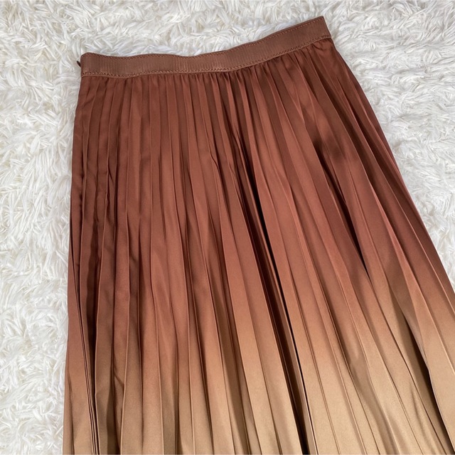 美品 ANAYI アナイ グラデーションプリーツスカート 38 ブラウン