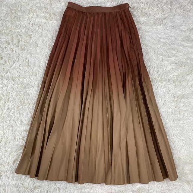 美品 ANAYI アナイ グラデーションプリーツスカート 38 ブラウン