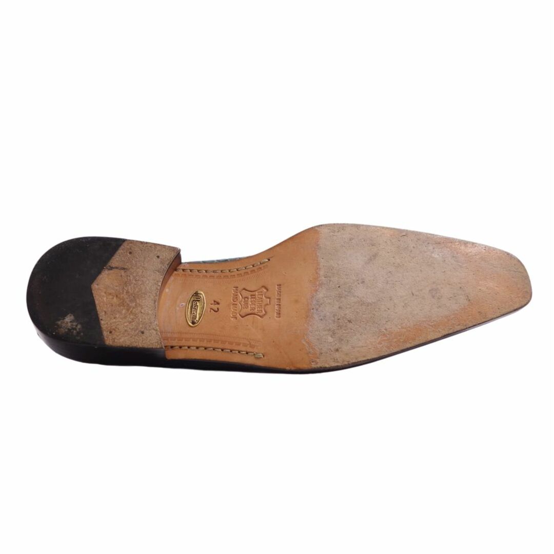 パイソンレザー PYTHON レザーシューズ maseratti クロコダイル オーストリッチ 革靴 メンズ スペイン製 42(27cm相当) グリーン