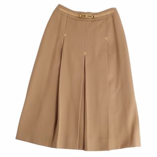 セリーヌ(celine)のVintage セリーヌ CELINE スカート フレアスカート ひざ丈 トリオンフ金具 ウール ボトムス レディース 38(M相当) ブラウン(ひざ丈スカート)