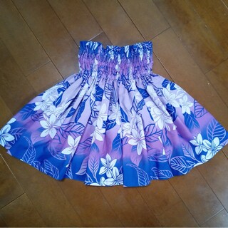 フラダンス　パウスカート　45cm  子供　紫　青　花柄(スカート)