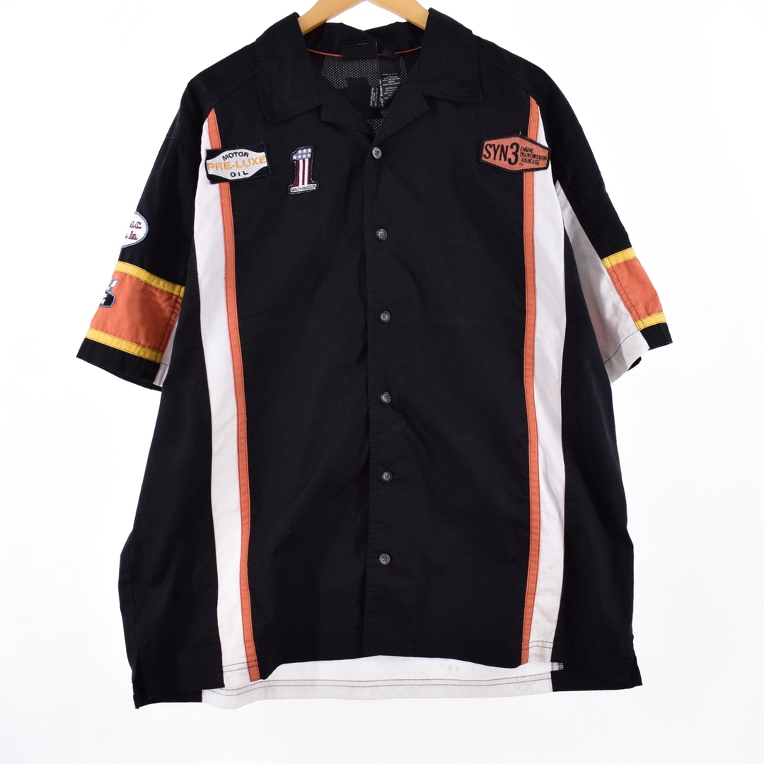 ハーレーダビッドソン Harley-Davidson 両面刺? オープンカラー 半袖 ワークシャツ XL /eaa340446