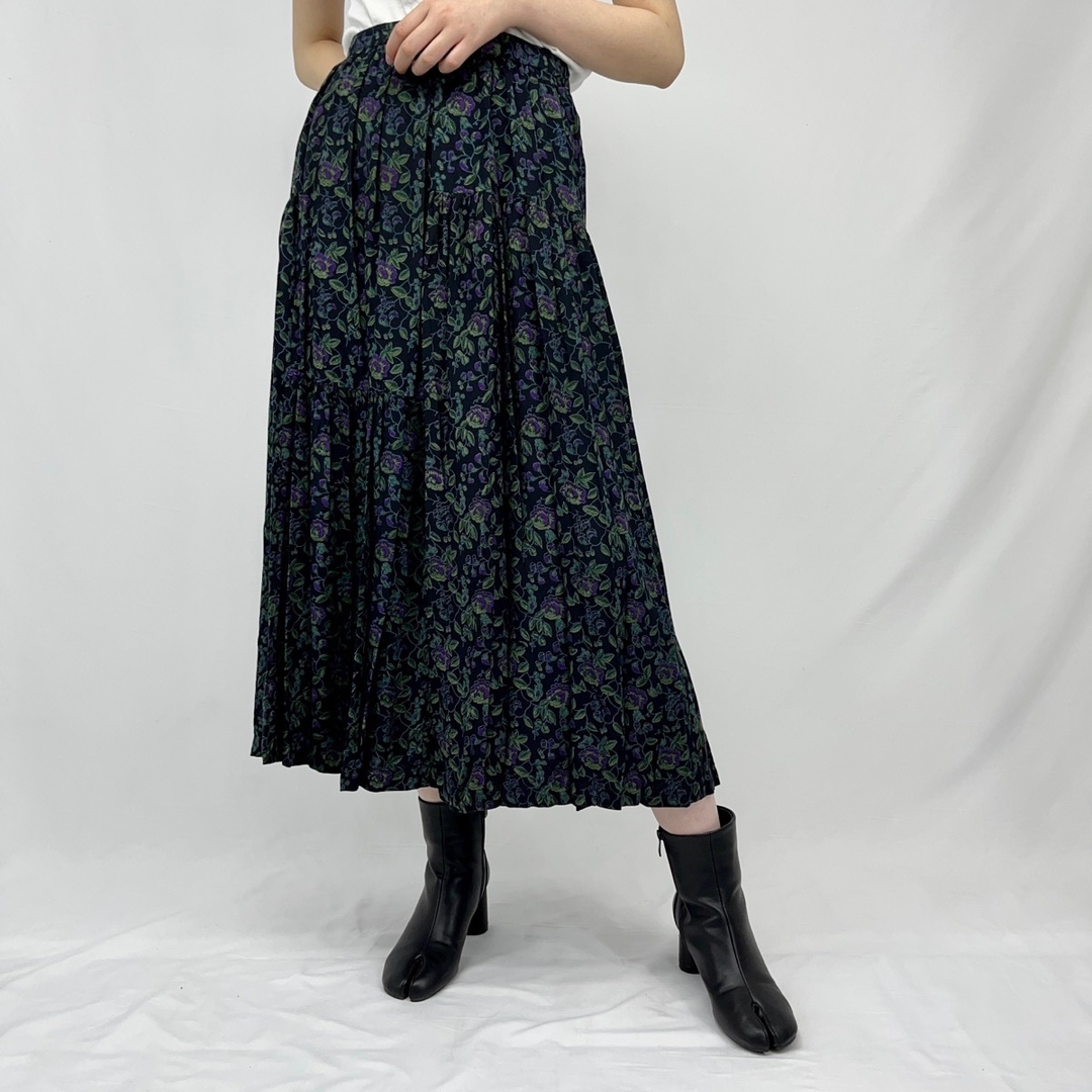 PUTUMAYO 花柄 レーヨン ロング ギャザースカート レディースM