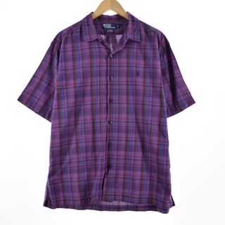 ラルフローレン(Ralph Lauren)の古着 90年代 ラルフローレン Ralph Lauren POLO by Ralph Lauren CALDWELL チェック柄 半袖 オープンカラー コットンシャツ メンズXL ヴィンテージ /eaa342498(シャツ)