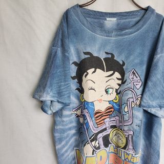 希少 90s ベティちゃん　バイク ハーレー ビックプリント　Tシャツ(Tシャツ/カットソー(半袖/袖なし))