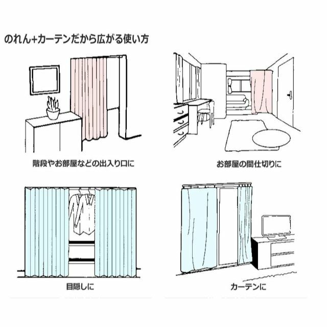 【色: ブルー】アーリエArie 間仕切りカーテン ブルー 100×260cm 1