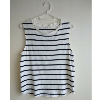 ザラ(ZARA)のZARA ORGANIC COTTON ボーダーノースリーブ(Tシャツ(半袖/袖なし))