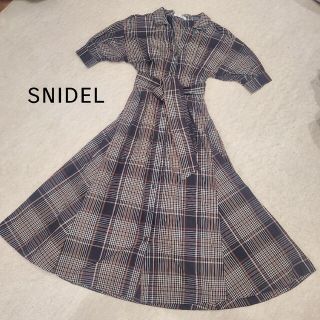 snidel　ロングシャツワンピース　チェック柄　7分袖　FREE SIZE