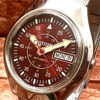 シチズン(CITIZEN)の【yas様専用】★シチズン★機械式自動巻き★メンズ腕時計★レッド(腕時計(アナログ))