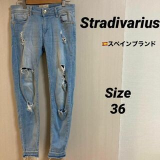 ストラディバリウス(stradivarius)の27a644 stradivarius レディース　デニムジーンズ　クラッシュ(デニム/ジーンズ)
