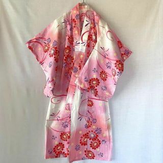 浴衣　100サイズ　女の子　ピンク　花柄　和柄　黄色帯付き(和服/着物)