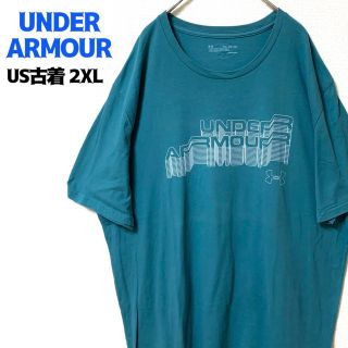 アンダーアーマー(UNDER ARMOUR)のUS古着 アンダーアーマー 半袖Tシャツ ロゴプリント ゆるだぼ ブルー 2XL(Tシャツ/カットソー(半袖/袖なし))