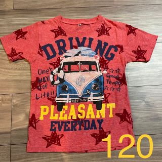 キッズ半袖Tシャツ 120サイズ 赤色：車柄(Tシャツ/カットソー)