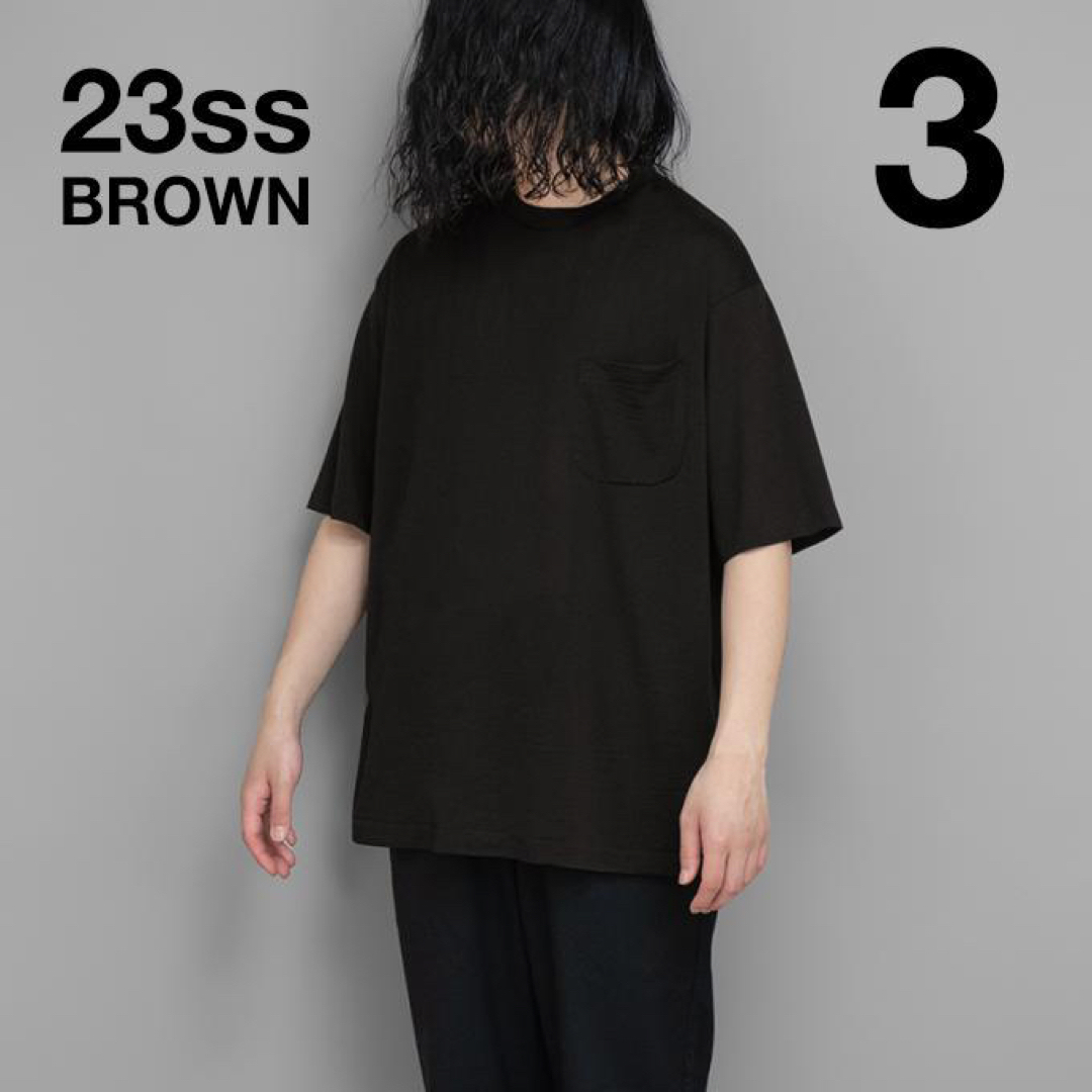 トップスCOMOLI 23ss ウール天竺 半袖 brown ブラウン サイズ3 新品