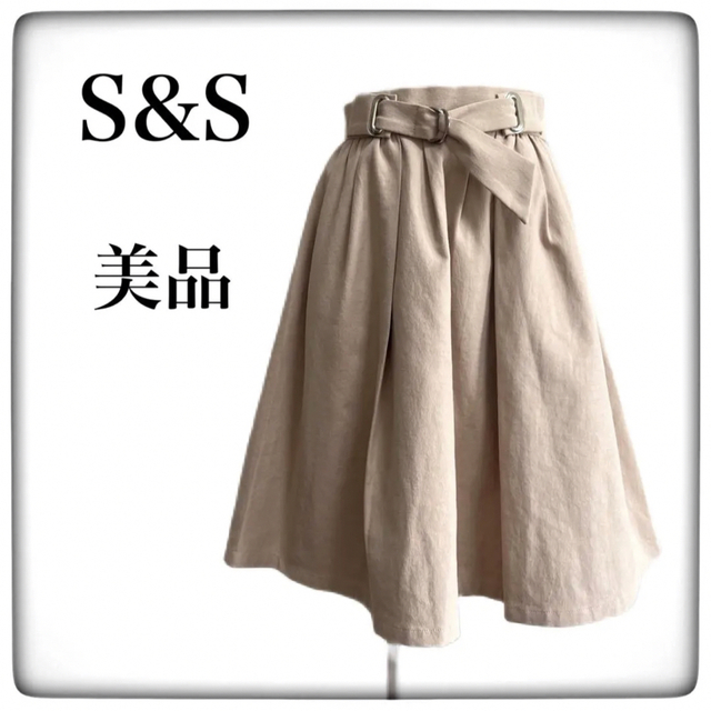 Spick & Span(スピックアンドスパン)の●S&S スピックアンドスパン　フレアスカート　膝丈　ピンク　ベージュ　S M レディースのスカート(ひざ丈スカート)の商品写真