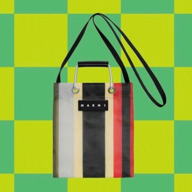 Marni マルニマーケット　ストライプショルダーバッグミニ  イノックス