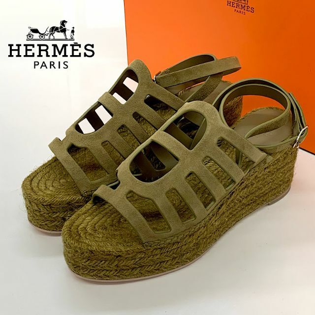 希少サイズ HERMES スエード サンダル 35 1/2  イエロー