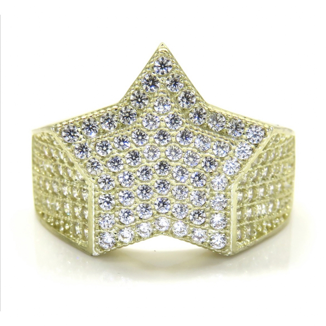 10k yellow gold Cz Star Ring メンズのアクセサリー(リング(指輪))の商品写真