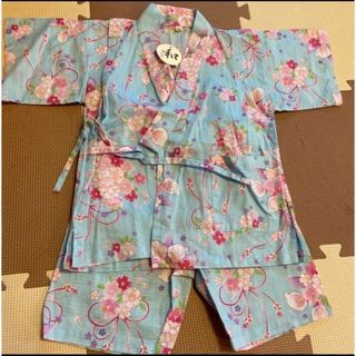 マザウェイズ(motherways)のマザウェイズ　甚平　浴衣　100 104 105 女の子　夏服　花柄　ブルー(甚平/浴衣)