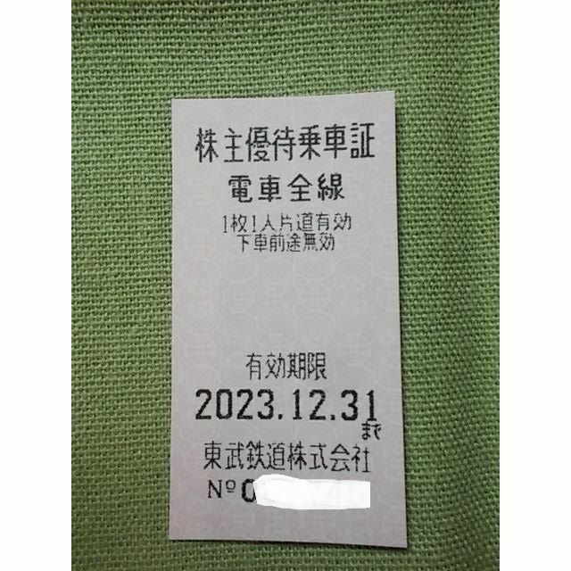 東武鉄道 株主優待乗車証 2023年12月31日まで - 鉄道乗車券