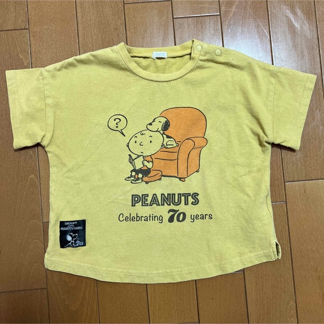 SNOOPY(スヌーピー)のスヌーピー　からし色　95 半袖　綿100% キッズ/ベビー/マタニティのキッズ服女の子用(90cm~)(Tシャツ/カットソー)の商品写真