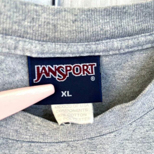 JANSPORT(ジャンスポーツ)のヴィンテージ　ゆるだぼオーバーサイズXL カレッジ刺繍ロゴ　霜降りグレー　夏物 メンズのトップス(Tシャツ/カットソー(半袖/袖なし))の商品写真