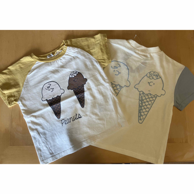 SNOOPY(スヌーピー)のSALE/ スヌーピー　チャーリーブラウン　アイスTシャツ２枚セット　90サイズ キッズ/ベビー/マタニティのキッズ服男の子用(90cm~)(Tシャツ/カットソー)の商品写真