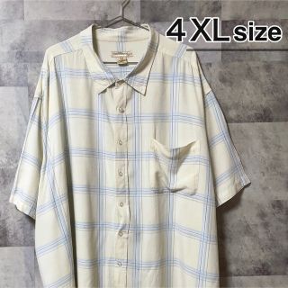 シャツ(shirts)の半袖シャツ　カジュアルシャツ　チェック柄　ホワイト　白　レーヨン　USA古着(シャツ)