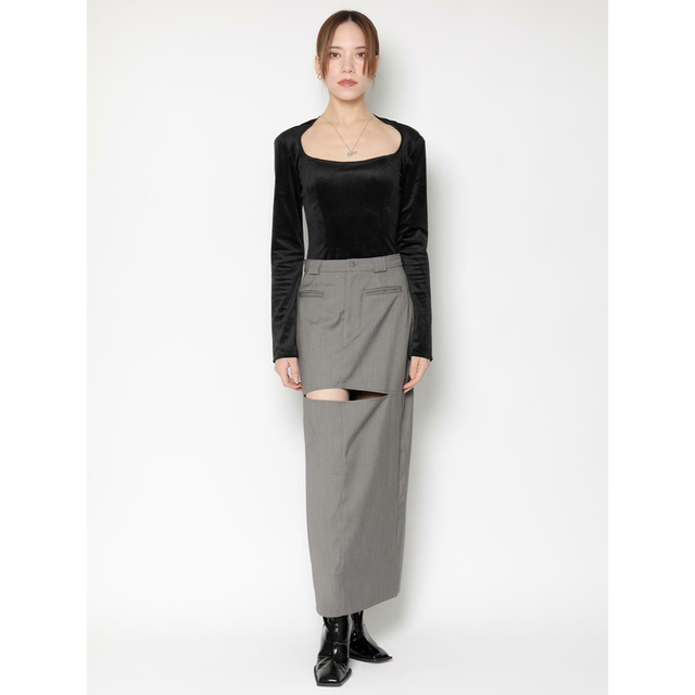 melt the lady curve open skirt s melt the lady ブラック サテンスカートS