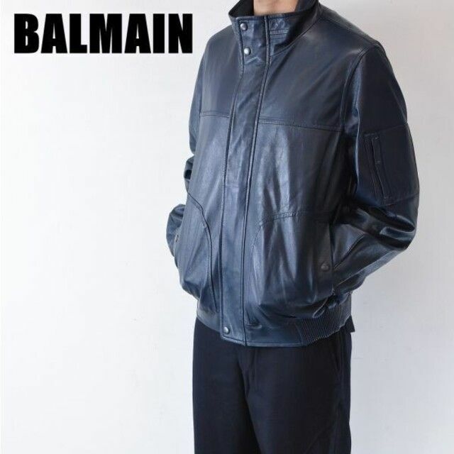 61着丈MN BB0011 高級 BALMAIN バルマン メンズ レザー ドイツ軍