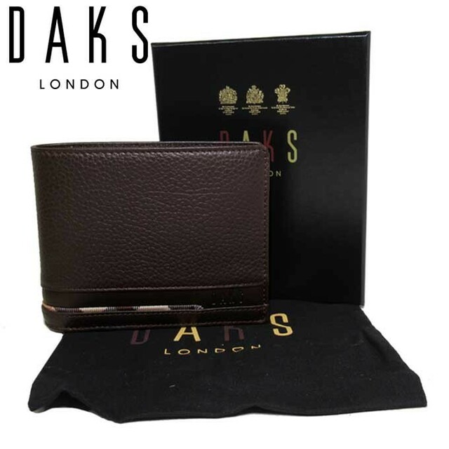 DAKS(ダックス)のダックス 二つ折り財布（小銭入れなし）GWSS20071(ダークブラウン系) メンズのファッション小物(折り財布)の商品写真