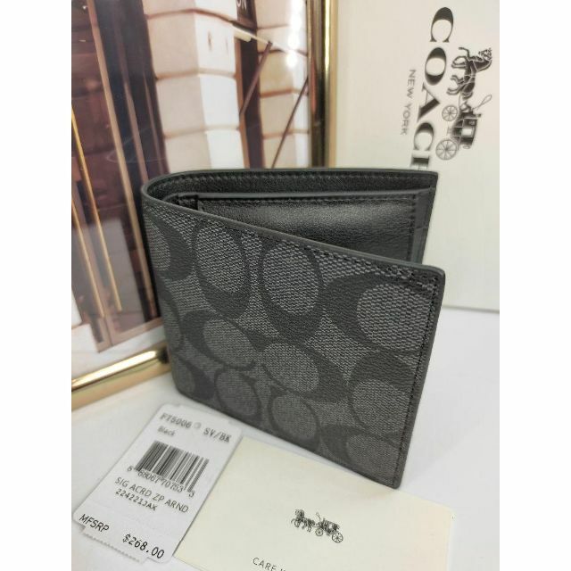 □未使用⏹️F75006 COACH コーチ メンズ 折り財布 ブラック