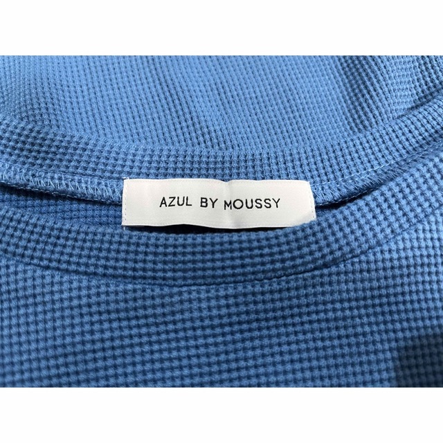 AZUL by moussy(アズールバイマウジー)のワッフル生地長袖 ブルー レディースのトップス(カットソー(長袖/七分))の商品写真