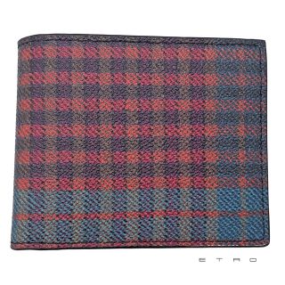 エトロ(ETRO)の新品エトロETROメンズ　チェック柄 二つ折り財布　コインケースなし(折り財布)